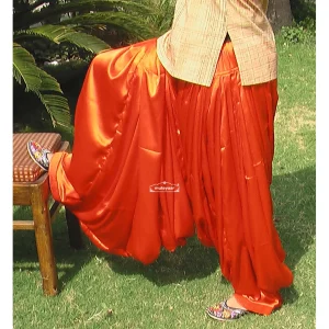 Maharani Orange Satin Silk Patiala Salwar – Custom Stitched
