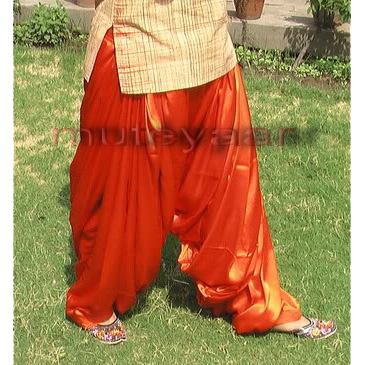 Maharani Orange Satin Silk Patiala Salwar - Custom Stitched 3