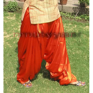 Maharani Orange Satin Silk Patiala Salwar - Custom Stitched 7 orangesatinshm 1