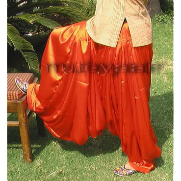 Maharani Orange Satin Silk Patiala Salwar - Custom Stitched 3 Maharani Orange Satin Silk Patiala Salwar - Custom Stitched