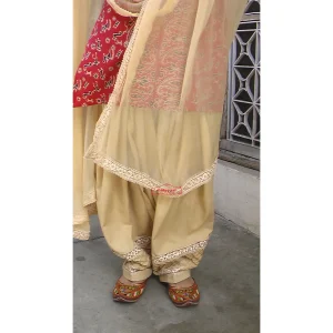 Pintex Barfi Lace Work Patiala Salwar Dupatta set