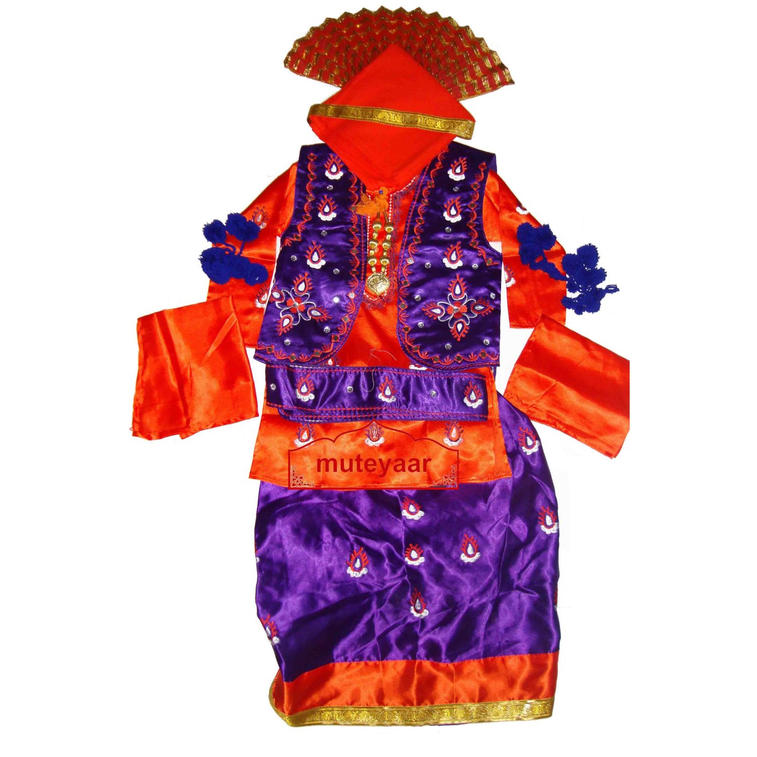 Purple Orange Bhangra dance Costume outfit dress- ready to wear 1
