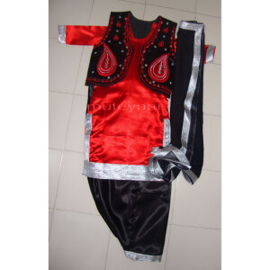 Black Red Girl’s Bhangra Costume with separate jacket / vest