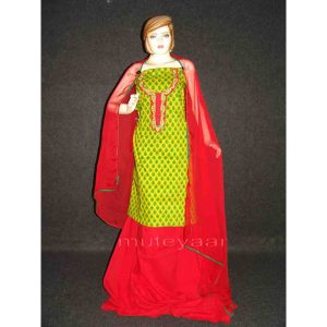 FULL PATIALA Salwar embr cotton Suit PURE CHIFFON Dupatta RM213