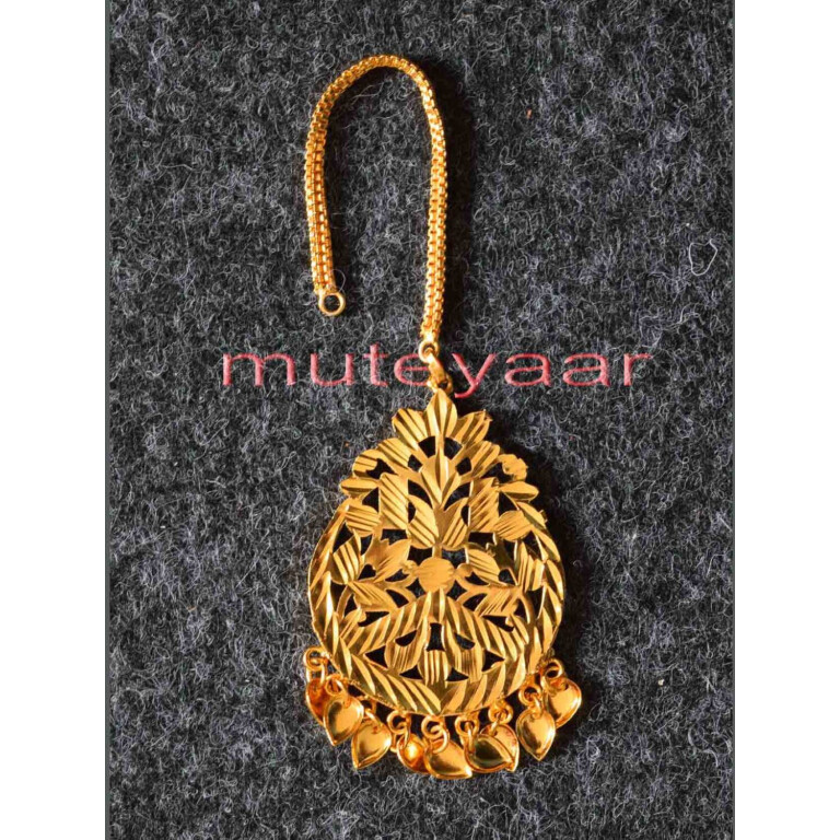 Golden Polished Tikka Maang Teeka jewellery for giddha and bhangra J0111