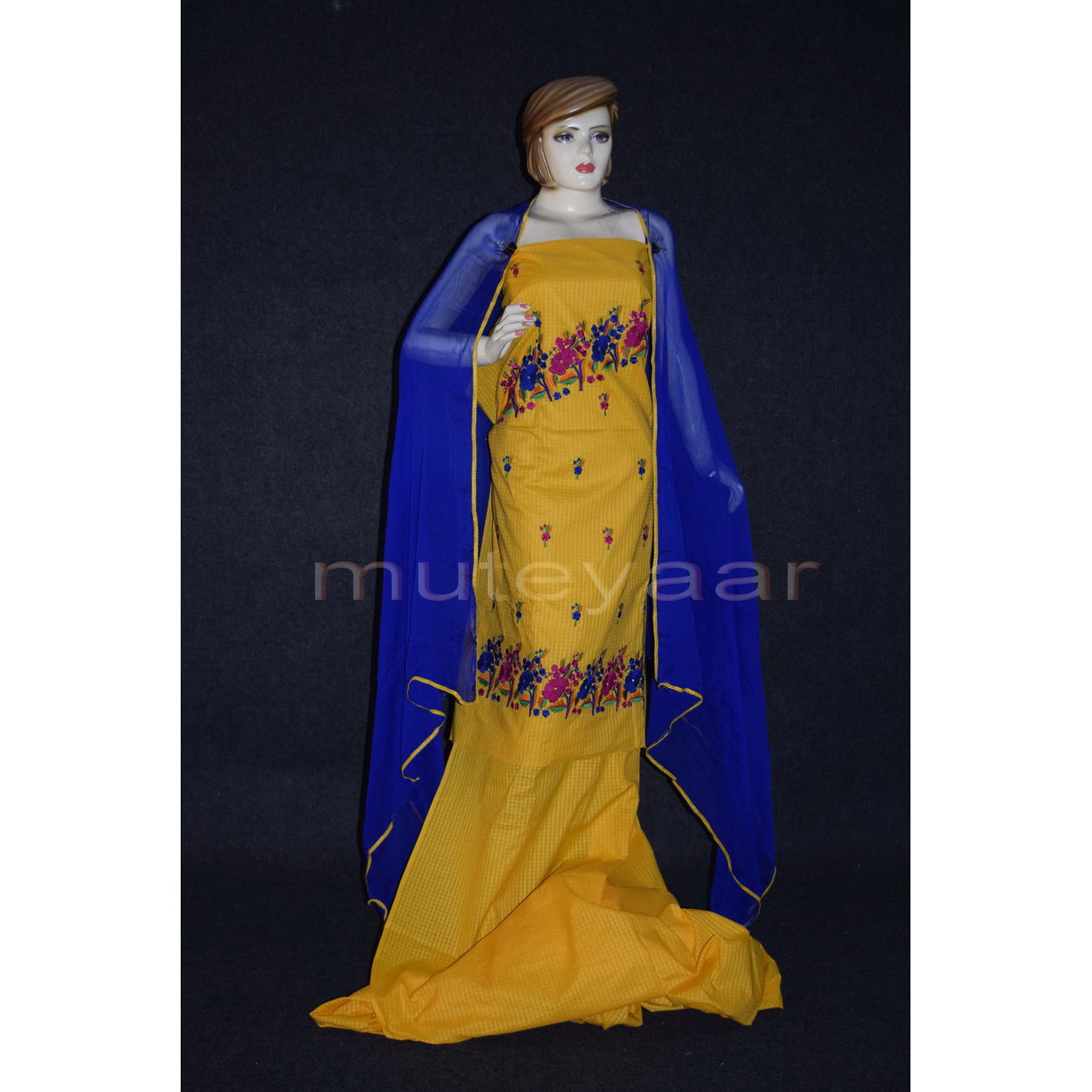 Cotton Embroidered Salwar Suit Pure Chiffon Dupatta RM262