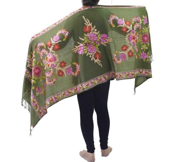 Mehendi Pashmina Kashmiri Stole C0482 5 C0482 8