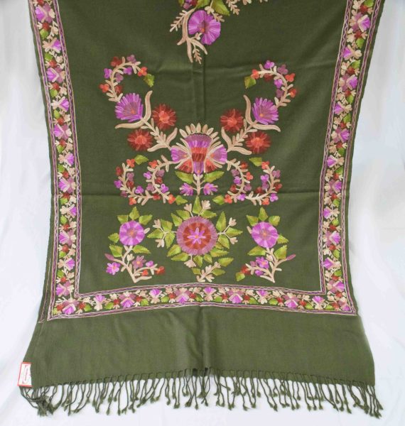 Mehendi Pashmina Kashmiri Stole C0482 7 C0482 9