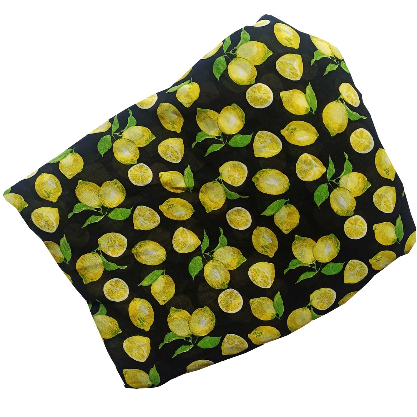 Lemons Print Black Georgette Fabric GF031
