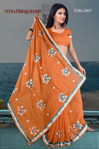 Orange Embroidered Party Wear Georgette Saree DN2007