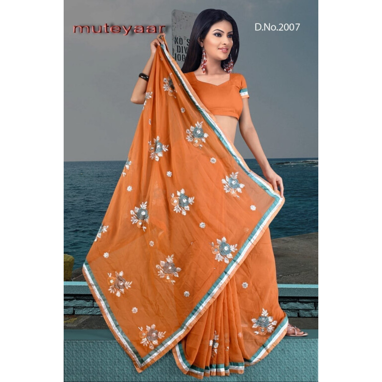 Embroidered party wear beautiful georgette Saree DN2007
