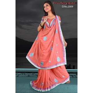 Embroidered party wear beautiful georgette Saree DN2009
