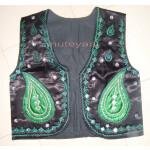 Black Green Girl’s Bhangra Costume with separate jacket / vest