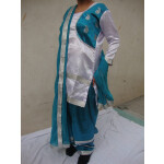 Blue White Girl’s Bhangra Costume Outfit Dance Dress