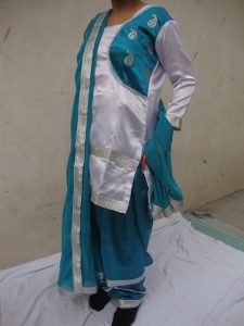 Blue White Girl’s Bhangra Costume Outfit Dance Dress