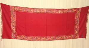 Maroon Cashmere pashmina border embroidered stole C0130