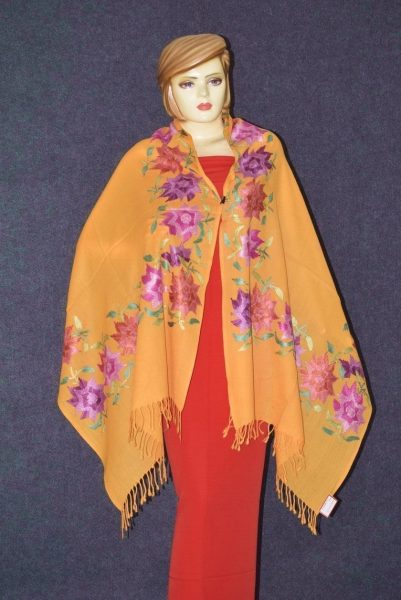 Pure Pashmina Kashmiri multicolor thread embroidered woollen stole C0419 7 Pure Pashmina Kashmiri multicolor thread embroidered woollen stole C0419
