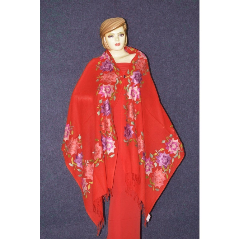 Pure Pashmina Kashmiri multicolor thread embroidered woollen stole C0421