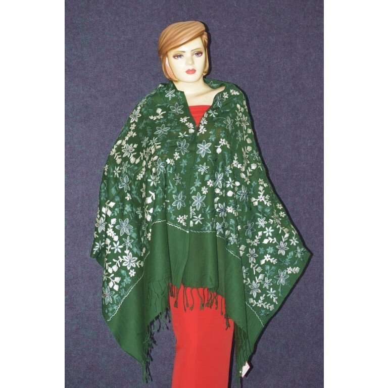 Pure Pashmina Kashmiri ZARI JAAL embroidered woollen stole C0431