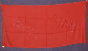 Bright RED Pure Pashmeena net embroidered woollen shawl C0443