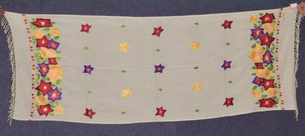 Pure Pashmina Kashmiri multicolor thread embroidered woollen stole C0447 3 Pure Pashmina Kashmiri multicolor thread embroidered woollen stole C0447