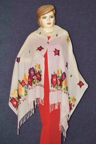 Pure Pashmina Kashmiri multicolor thread embroidered woollen stole C0447 7 Pure Pashmina Kashmiri multicolor thread embroidered woollen stole C0447