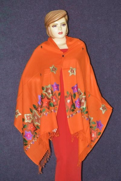Pure Pashmina Kashmiri multicolor thread embroidered woollen stole C0448 7 Pure Pashmina Kashmiri multicolor thread embroidered woollen stole C0448