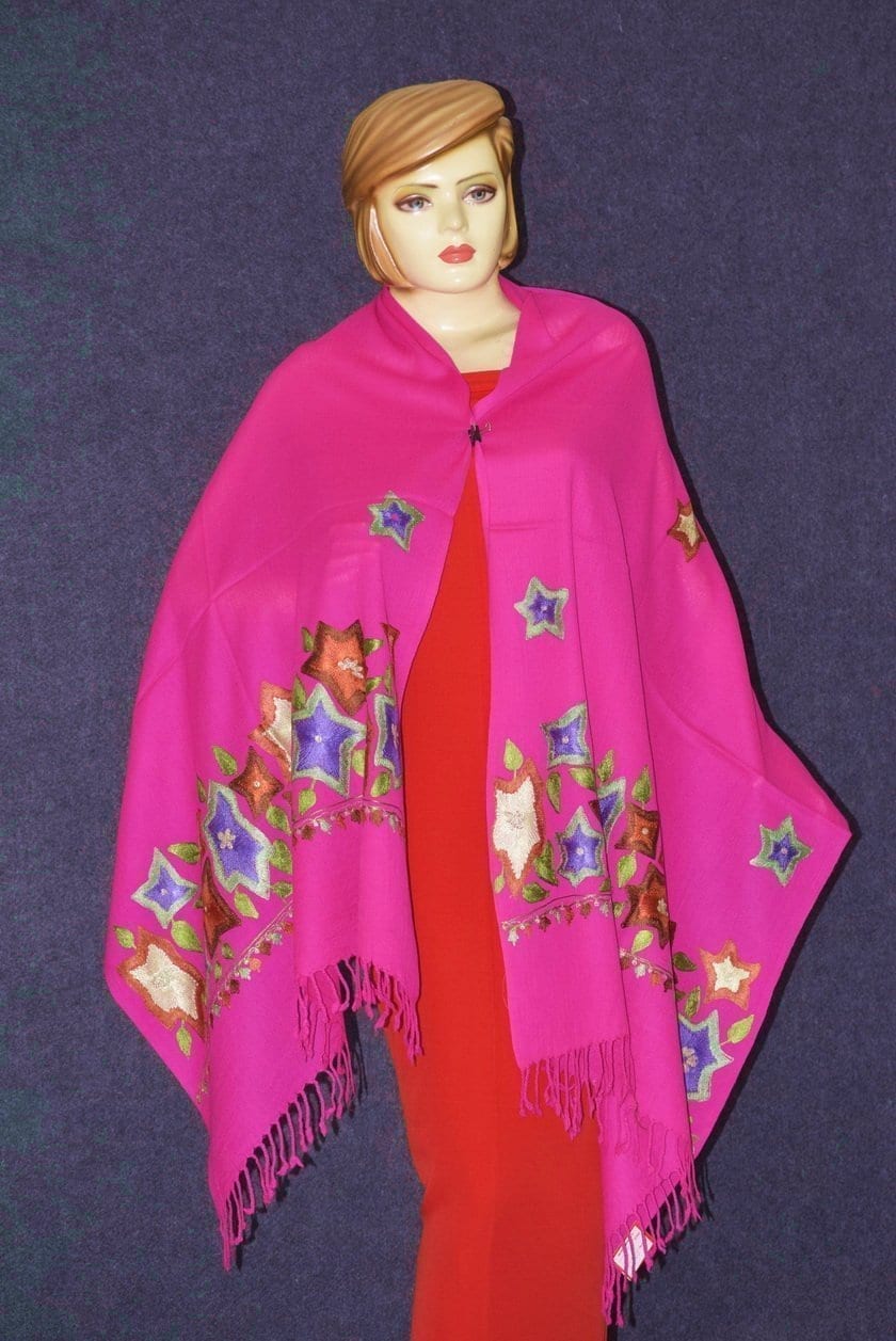 Pure Pashmina Kashmiri multicolor thread embroidered woollen stole C0449 3