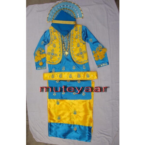 Firozi Yellow embroidered Bhangra dance dress outfit costume