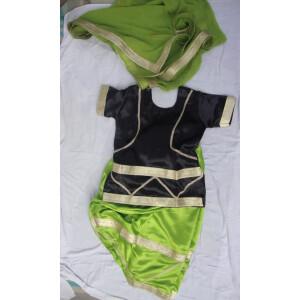 GREEN BLACK Girl’s Bhangra Costume Outfit Dance Dress