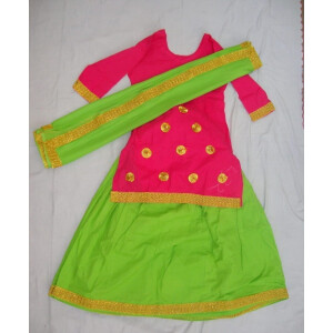 Green magenta custom made Giddha Costume outfit ghagra dress