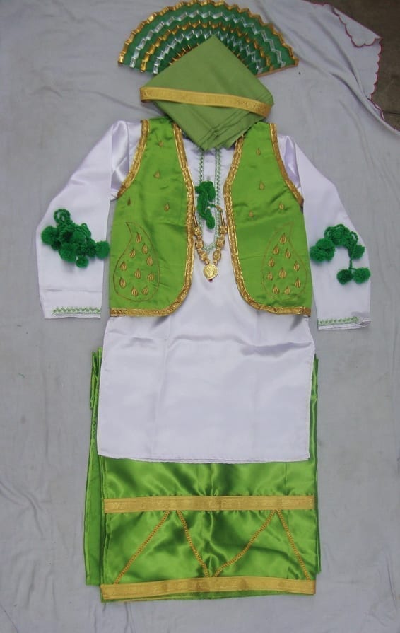 Green White Bhangra dance Costume / outfit dress 1