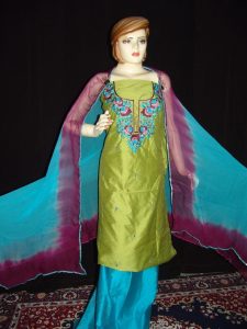 Chanderi cotton hand embroidered suit pure chiffon dupatta H0008