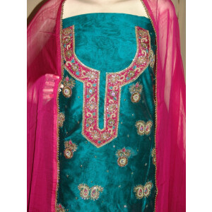 Maheshwari Cotton Hand Embroidered partywear Punjabi Suit H0033