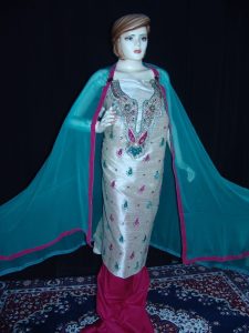 3D Cotton Silk Hand Embroidered Punjabi Suit H0057