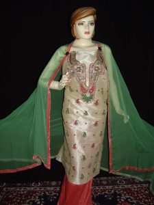 3D cotton Silk Hand Embroidered Panjabi Suit H0060