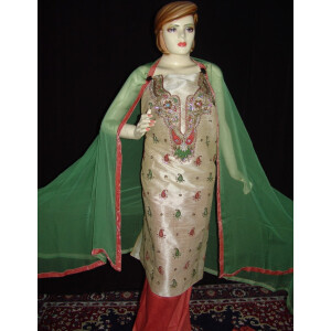3D Khadi cotton Silk Hand Embroidered Panjabi Suit H0060