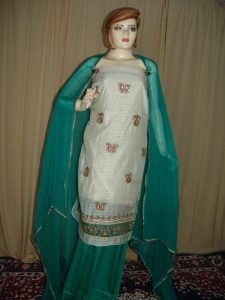 Partywear Cotton Suit Half Chiffon dupatta Luchnavi embr. H0072