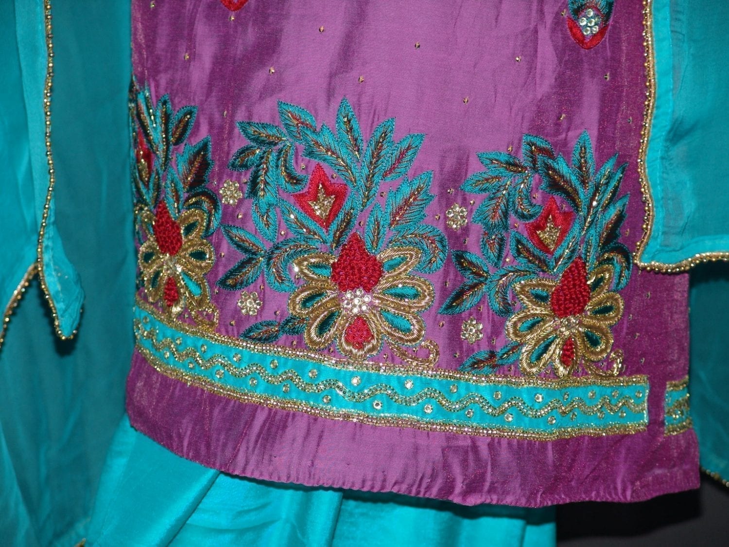 Partywear Silky Cotton Hand Embroidered Punjabi Suit H0087 2