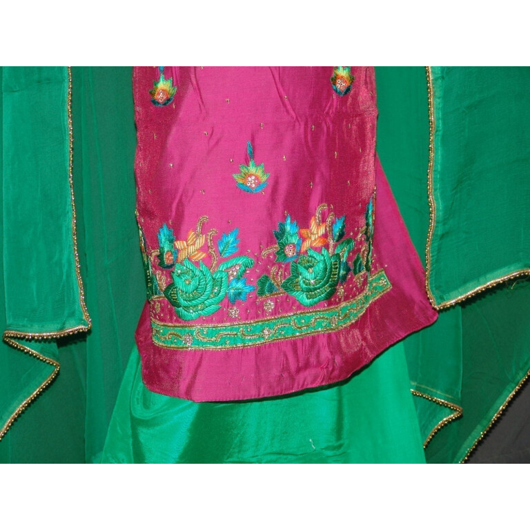 Partywear Silky Cotton Hand Embroidered Punjabi Suit H0088