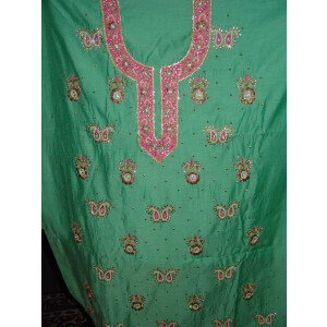 Partywear Cotton Hand Embroidered Punjabi Suit Dupatta set H0093