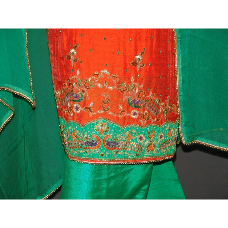 Partywear Cotton Hand Embroidered Punjabi Suit Dupatta set H0094