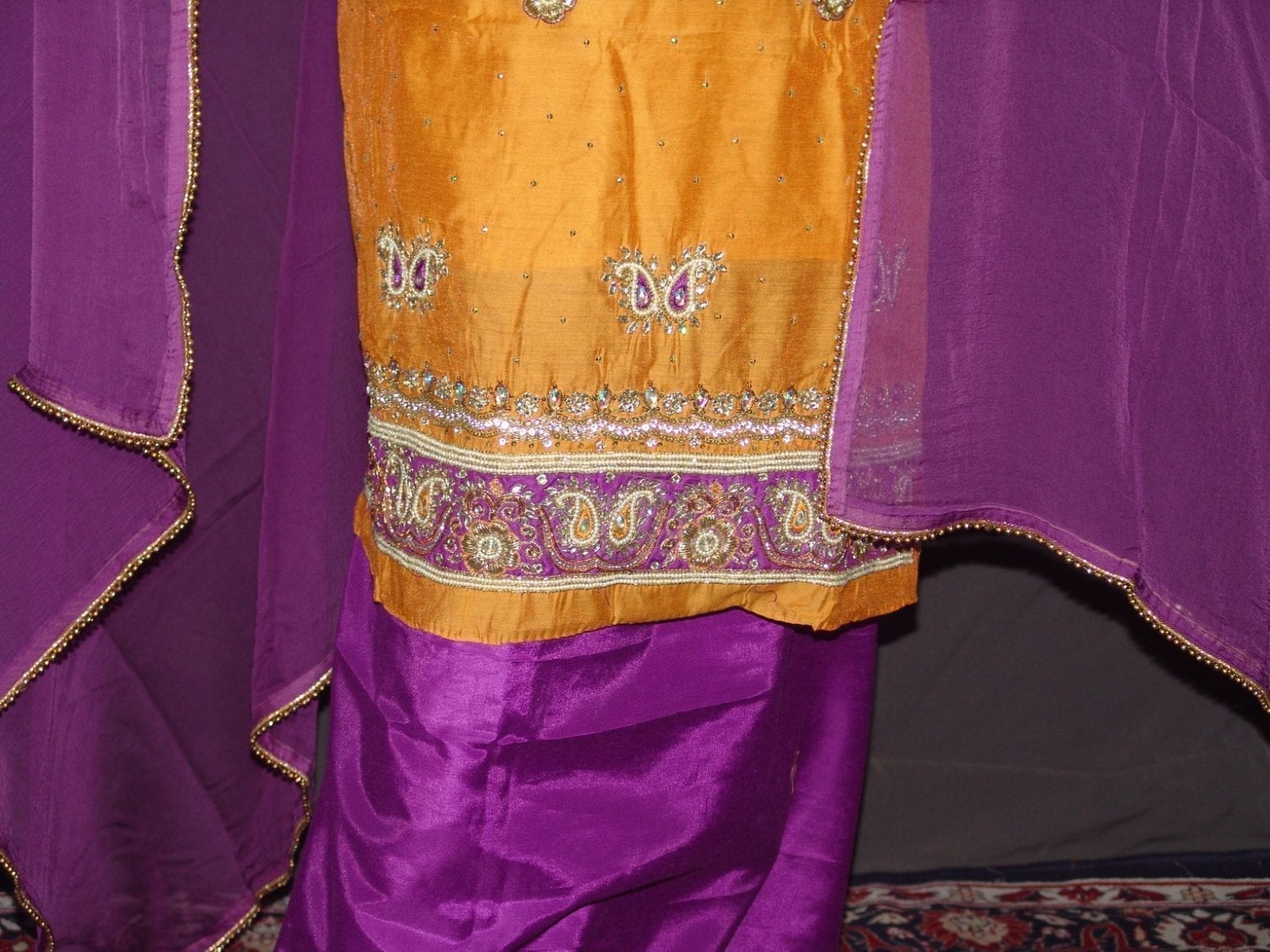 Partywear Cotton Hand Embroidered Punjabi Suit Dupatta set H0097 2