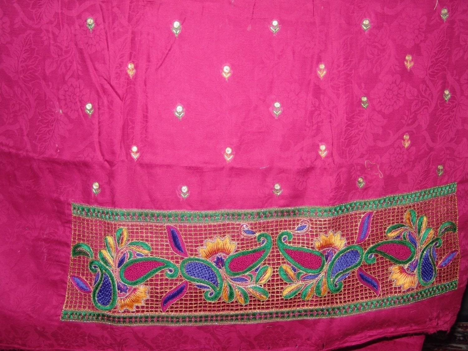 Cut Jaali work Self Print Cotton Hand Embroidered Suit H0101 Cut Jaali work Self Print Cotton Hand Embroidered Suit H0101