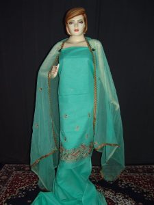 Senior Citizens Pure Linen Cotton Hand Embroidered Suit H0106