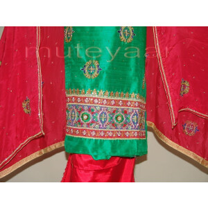 RAW SILK Hand Embroidered party wear Salwar Suit H0181