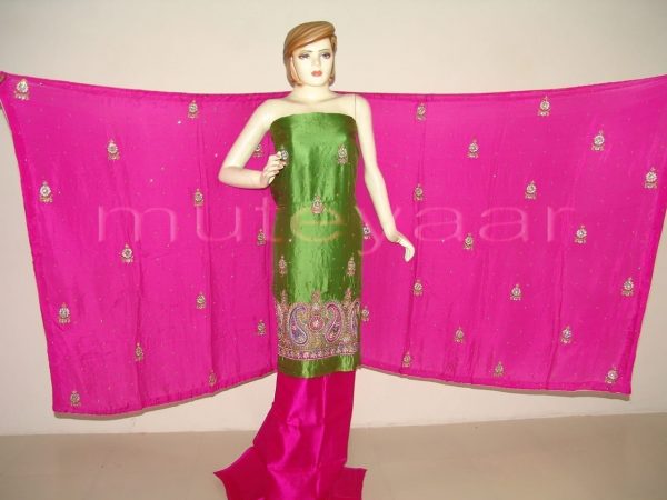 100% PURE SILK Hand Embroidered Party Wear Salwar Suit H0186 100% PURE SILK Hand Embroidered Party Wear Salwar Suit H0186