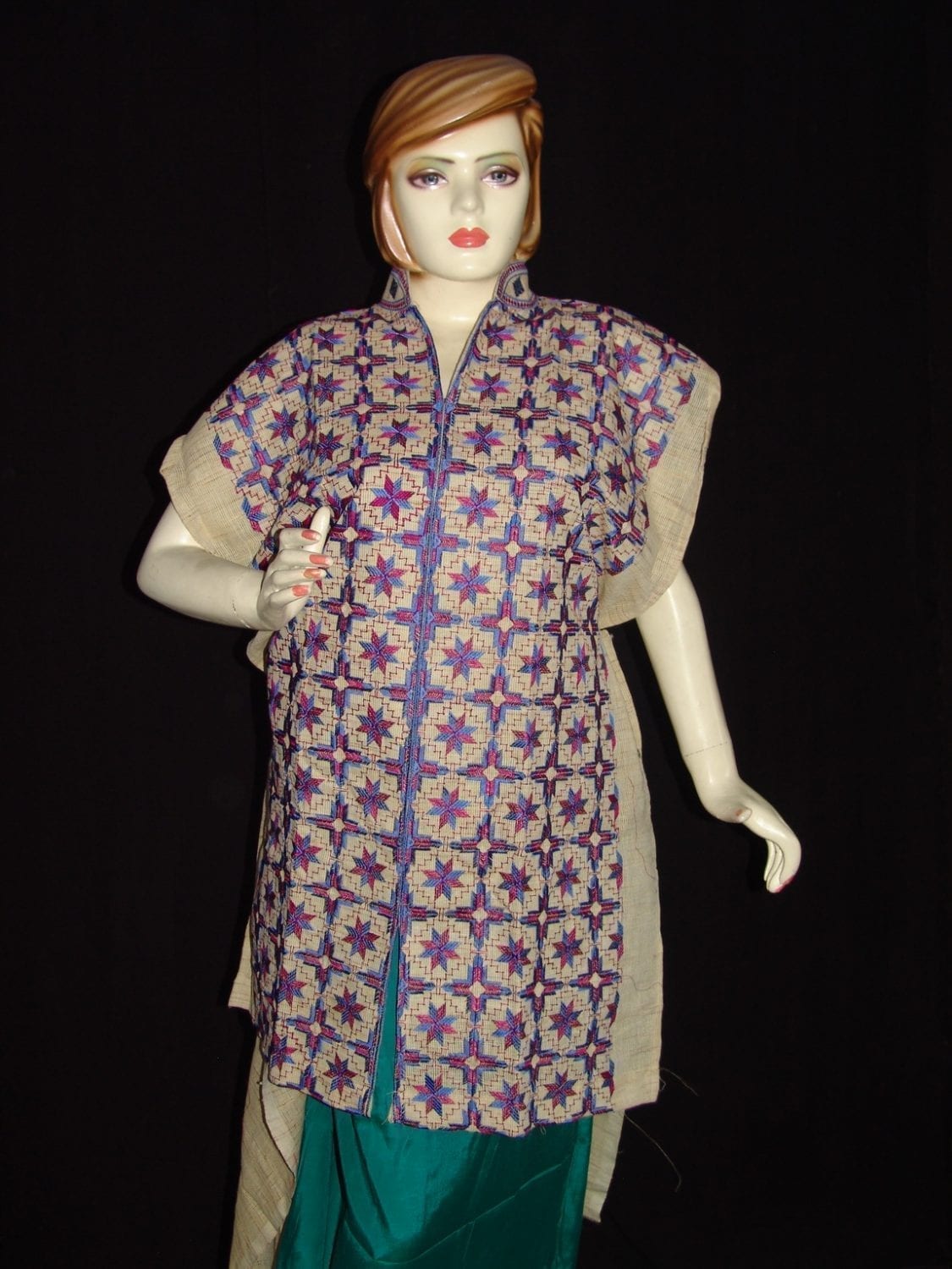 semi stitched jute PHULKARI embroidered kurta kurti K0269 semi stitched jute PHULKARI embroidered kurta kurti K0269