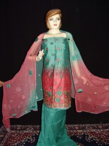 Party wear embroidered TAFFETA  COTTON Suit CHIFFON chunni M0209