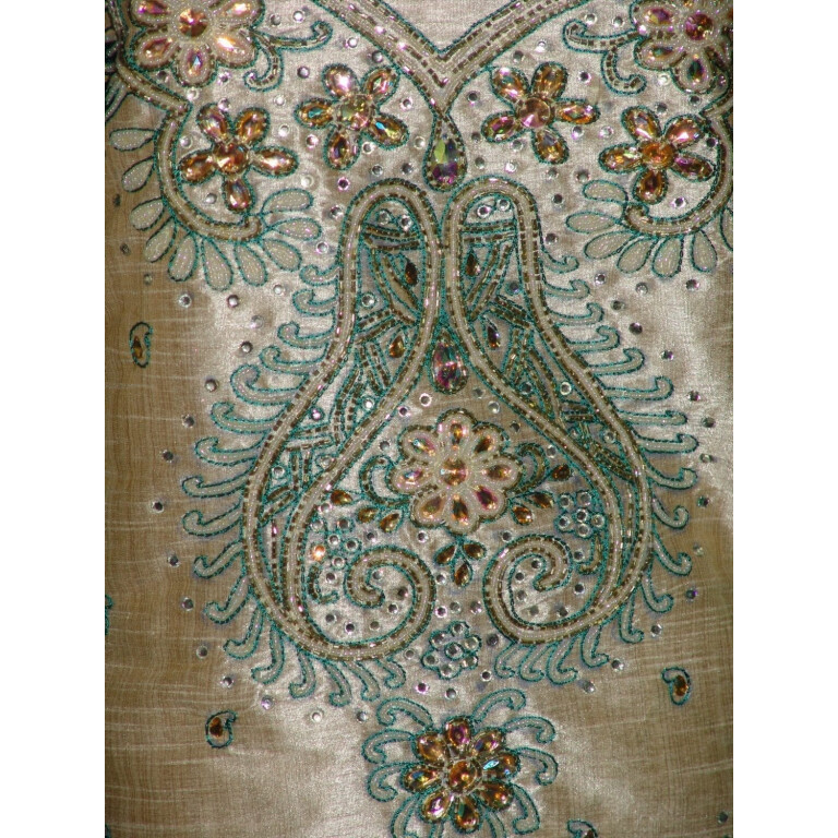 Khadi cotton silk hand embroidered patiala suit dupatta M0216